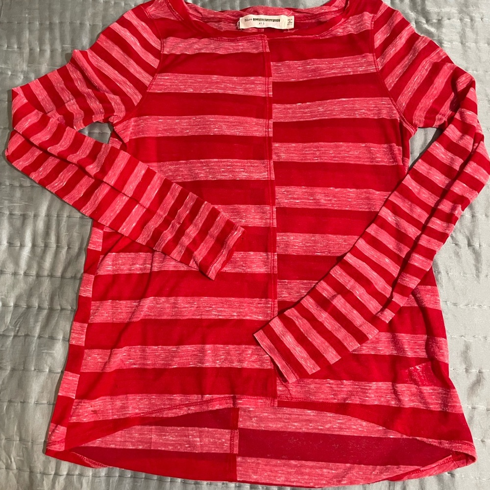 Anthropologie Pilcro L/S Hi/Lo T-shirt Red/White Size Small
